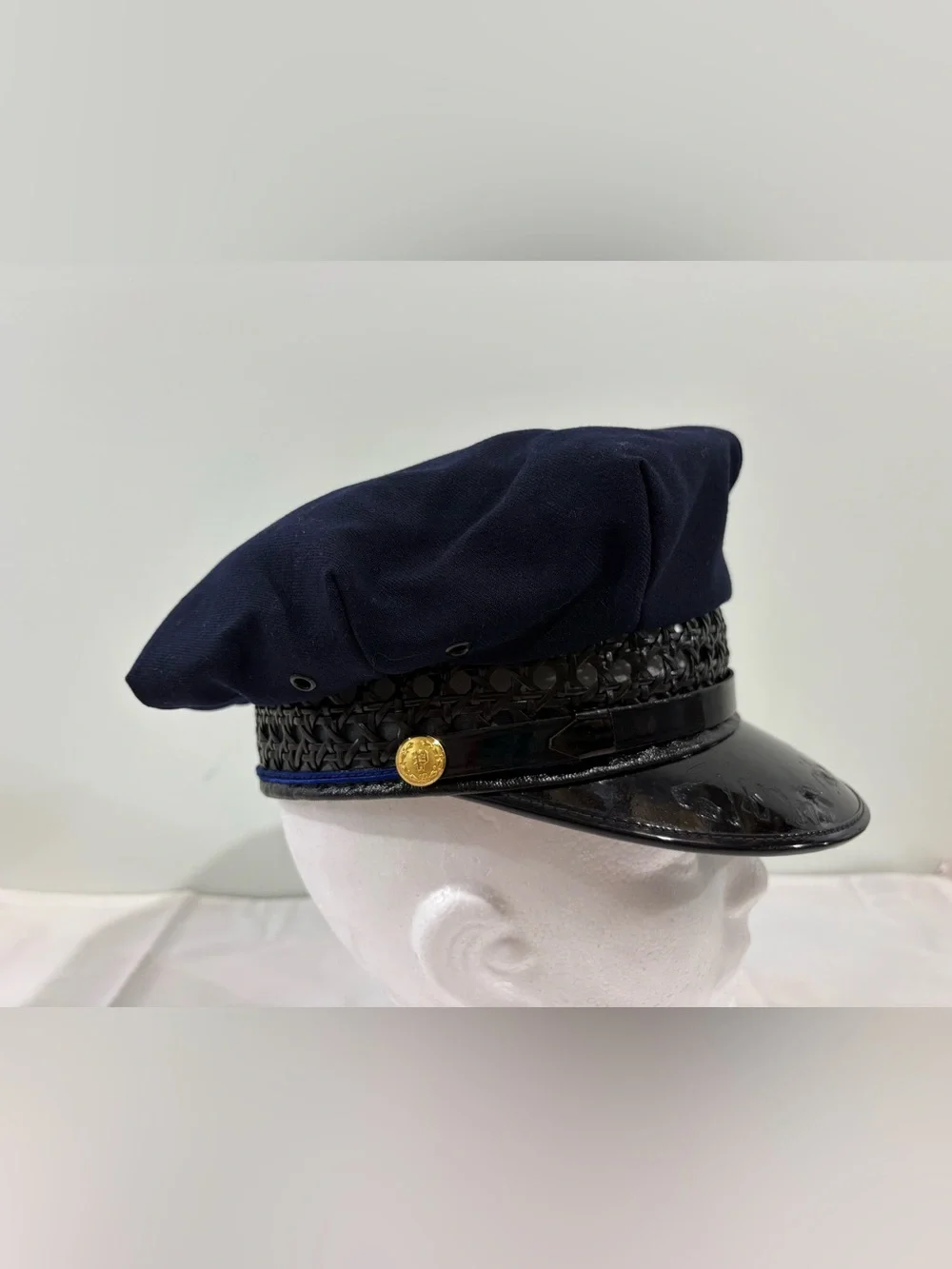 Uniform Cap All Wool Visor Hat Black Vintage Police Sz 7 AG Meier & Co